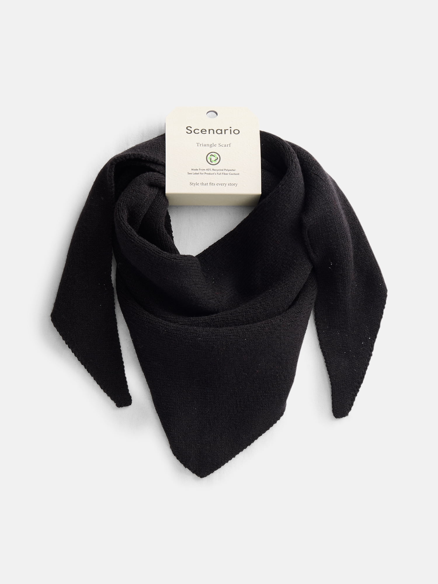 Scenario Women's Solid Knit Kite Scarf, Black Soot