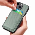 thumbnail image 2 of For Iphone 15 Pro Carbon Fiber Leather Card Magsafe Phone Case(Green),iPhone 16 Pro, 2 of 8