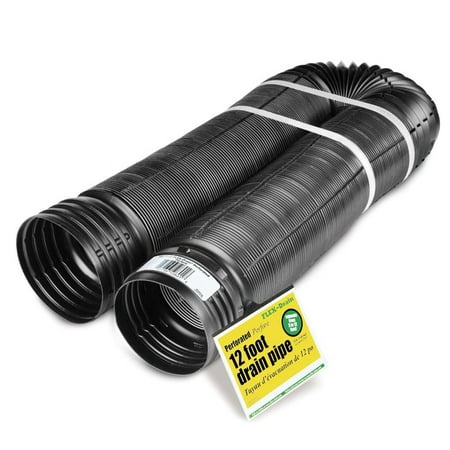 18 Inch Drain Pipe - Perforated Corrugated Expandable Flexible Landscape Drain Pipe, 4-Inch by 12-Feet