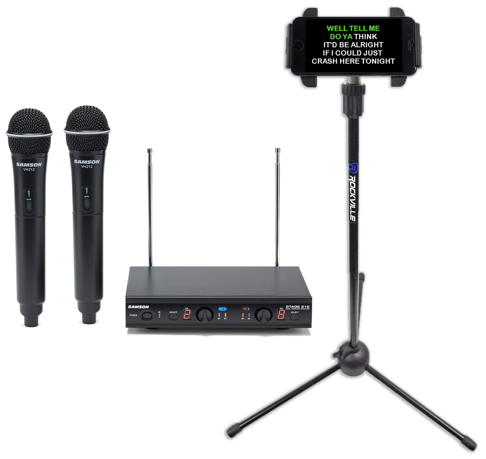 Samson Dual VHF Wireless Karaoke Vocal Microphones Mics+Tablet