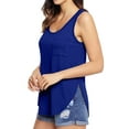 thumbnail image 4 of Women U Neck Solid Color Side Split Scoop Hem Tank Top, 4 of 5