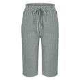 thumbnail image 4 of KALE Womens Bermuda Shorts Women's Elastic Waist Striped Casual Short Pants Loose Cotton And Linen Womens Short Green, 4 of 9