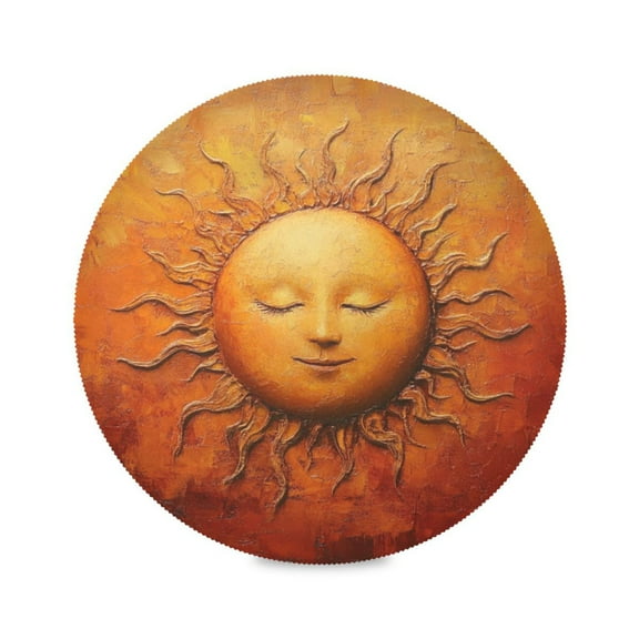 Round Plate Mat 15.4x15.4 Inchesx1 Placemat Table Mat Kitchen Mat Coffee Mat Fabric Thick, Strong Wear-Resistant, Heat Resistance Beautiful Cool Sun