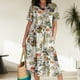 thumbnail image 1 of Vestido Vintage Vestido bohemio de mujer Estilo étnico Algodón Lino Vestido grande con columpio (Amarillo XL) Cgtredaw Para estrenar, 1 of 1