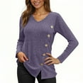 thumbnail image 5 of Ounisa Womens Long Sleeve Shirts Casual V Neck Tunic Tops Fashion Loose Fall Sweaters, 5 of 7