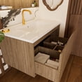thumbnail image 4 of Demi Bonn 30 Inch Bathroom Vanity Cabinet with Ceramic Sink - Walnut wall - mounted, floating fluted, drawers, modern & stylish., 4 of 8