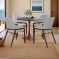 thumbnail image 2 of LeisureMod Bristol 27" Round Dining Table with MDF Top and Cherry Steel Pedestal Base for Modern Kitchen and Dining Room, 2 of 9