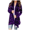 thumbnail image 2 of Floleo Clearance Fall Clothes For Women Fashion Woman Long Sleeve T-Shirt Autumn Open Front Christmas Cardigan Loose Outerwear Printing Blouse Coat Tops Red, 2 of 6