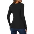 thumbnail image 6 of Scyoekwg Womens Long Sleeve Tops Crew Neck Slim Thermal Blouses Dressy Casual Blouses Trendy Solid Color Fall Tops Lightweight Pullover (Black,M), 6 of 8