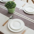 thumbnail image 3 of Enova Home High Quality Tablecloth with Tassels, Thick Rectangle Cotton and Linen Table Cover for Dining Table Decoration (Purple White ) - 54" x 78", 3 of 7