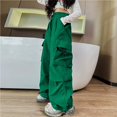 thumbnail image 4 of EnJoCho Cargo Pants Girls High Waisted Baggy Fashion Streetwear 𝖸2𝖪 Drawst𝗋ing Trousers Outdoor Workout Wide Leg Hiking Utility 𝖳rekking Adventure Casual, 4 of 4