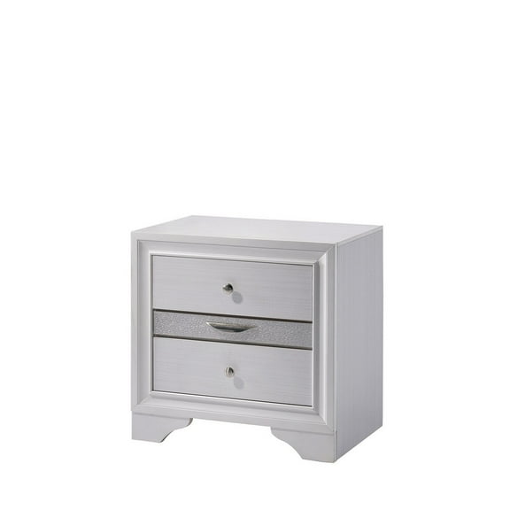 Benzara Contemporary Solid Wood Night Stand With Jewelry Drawers, White