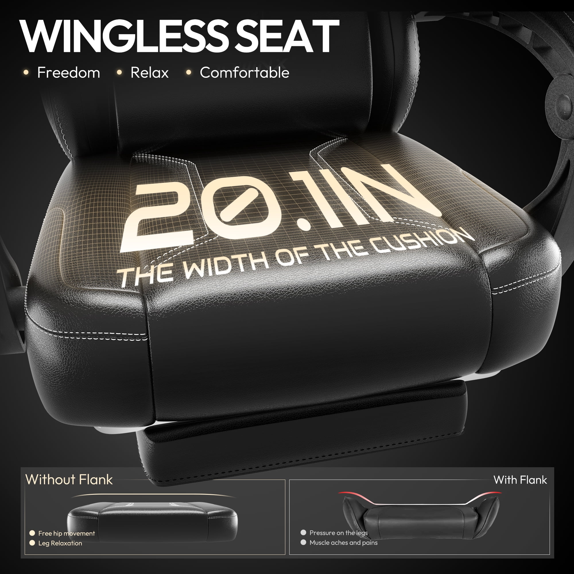 Dowinx Gaming Chair with Pocket Spring Cushion for Adults, Ergonomic Computer Chair with Footrest and Massage Lumbar Support for Office, Gaming, 300LBS, Black