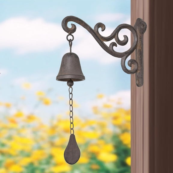 Vintage Cast Iron Dinner Bell Outdoor Wall Mounted Bell,Hanging Bells for Door,Patio,Farmhouse, Indoor,Garden,(Clear & Loud Bell Sound)