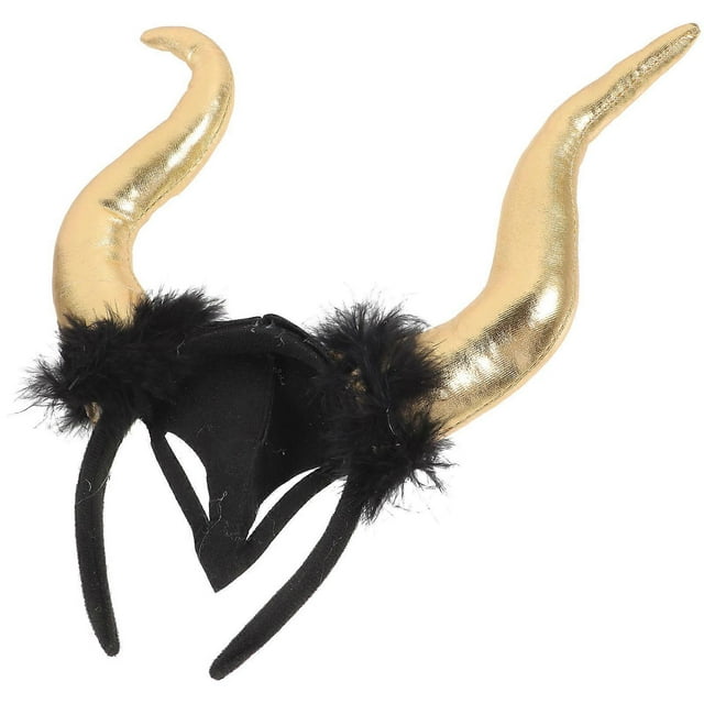 Devil Horn Headband Costume Accessory For Kids And Adults Extra Large Golden Horn Shape Decorations For Halloween 1Set