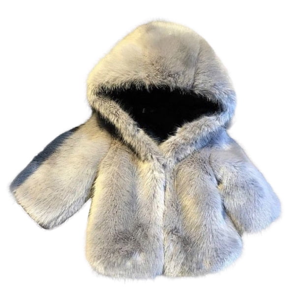 Gibobby Chamarra de forro polar para niños y niñasChaqueta para niñas pequeñas, moda de otoño e invierno, chaquetas con capucha y cuello de lana para niñ(Gris, 2-3 Años)