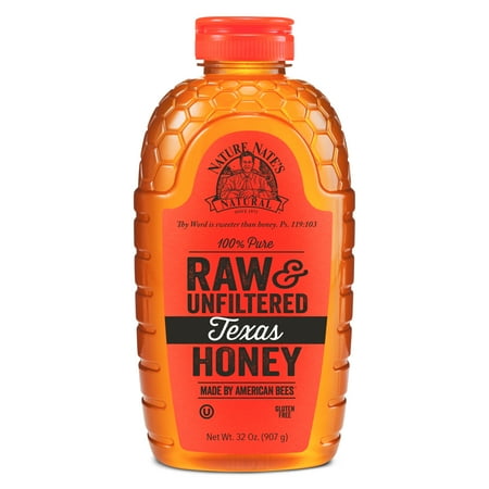 Nature Nate's Texas Honey, 100% Pure, Raw and Unfiltered, Non-GMO, 32 (The Best Raw Honey Brand)