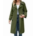 thumbnail image 5 of Women'S Double Breasted Long Trench Coat Windproof Classic Lapel Slim Overcoat with Belt Khaki S, 5 of 10