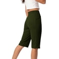 thumbnail image 6 of Women's 14" Bermuda Shorts Knee Length High Waisted Stretchy Long Shorts with Pockets Athletic Casual Summer ,XL,#01 Army Green, 6 of 8