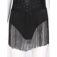thumbnail image 5 of CHICTRY Womens Figure Skating Dance Bodysuit Shiny Rhinestone Tassels Skirted Leotard Latin Cha-Cha Dancewear Black L, 5 of 7