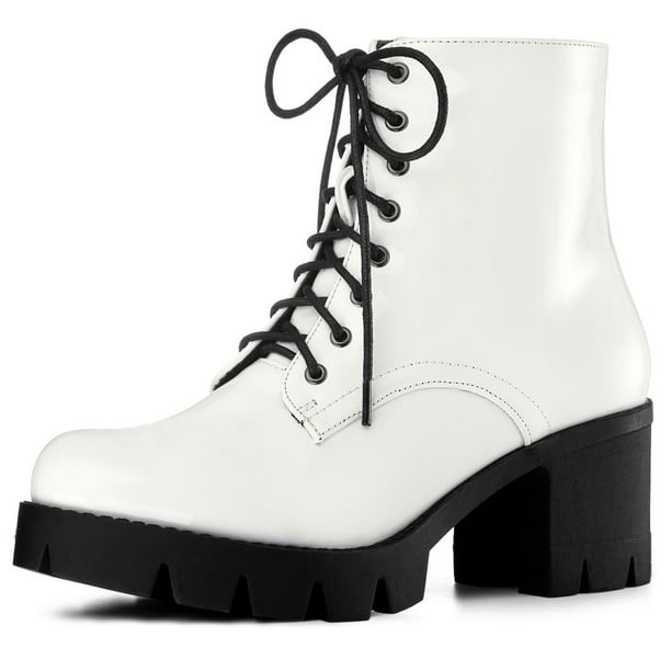 Allegra K Women s Platform Chunky Heels Combat Boots