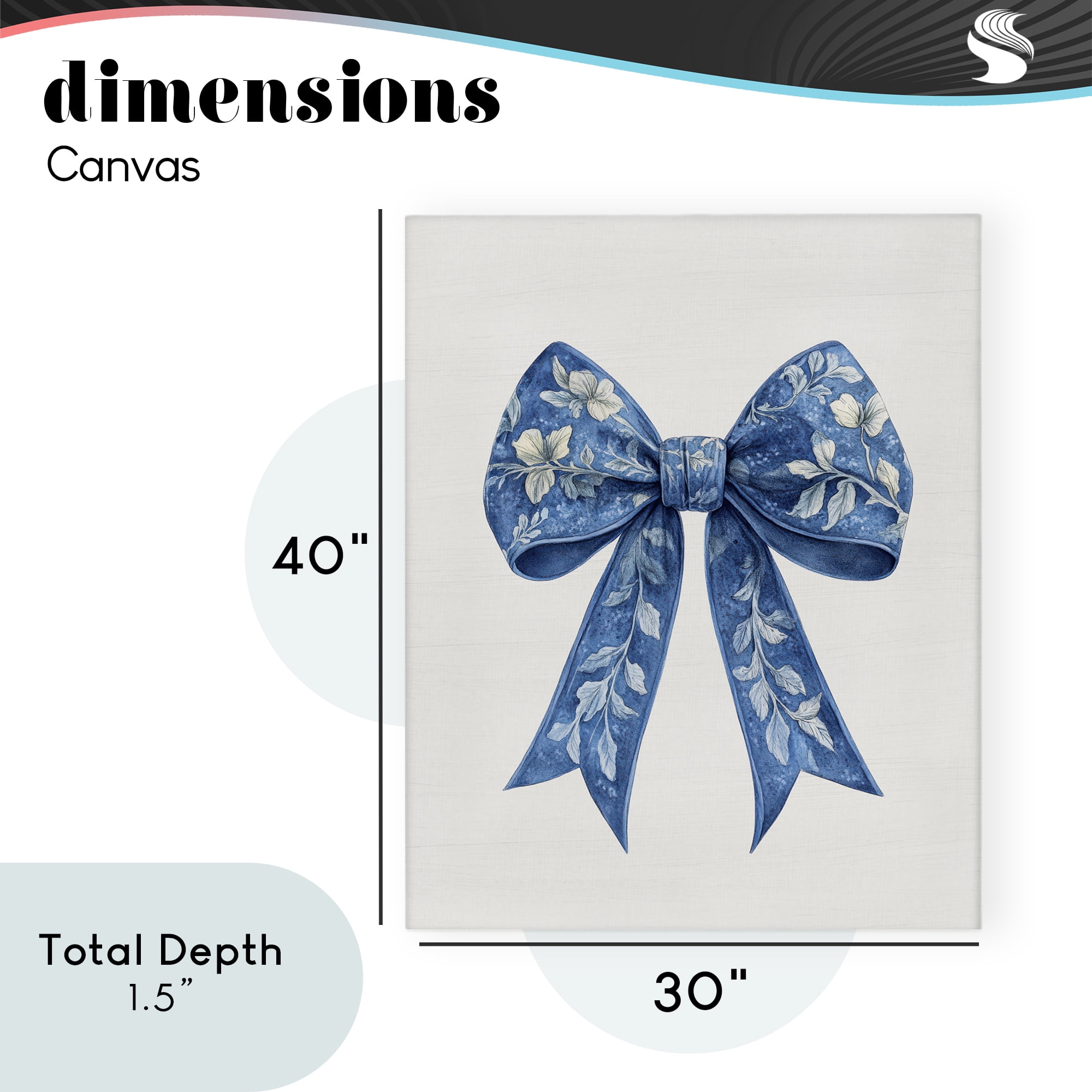 Intricate Florals Ribbon Canvas Wall Art, design by Lettered and Lined