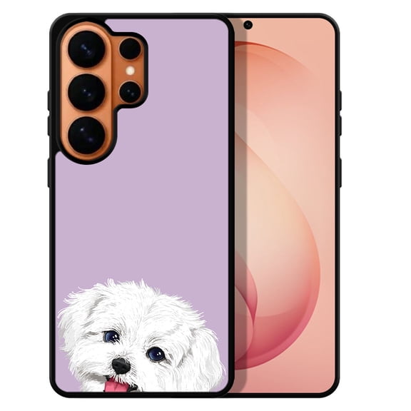 WIRESTER Shockproof Soft Rubber Cover Case for Samsung Galaxy S26 Ultra 6.9" 2026, Animal Maltese Dog On Pastel Lilac Background