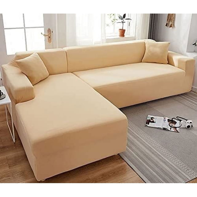 LAICAIW Super Stretch Sectional Couch Covers, L-Shaped Sofa Covers Softness Furniture Slipcovers Non Slip Pets Dogs Furniture Protector (Color : V, Size : 2 Seater(57in-72in))