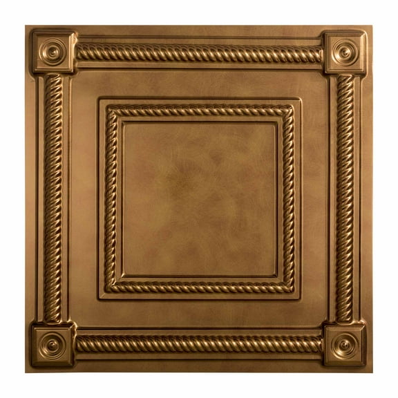 FASÄDE Coffer Decorative Vinyl 2ft x 2ft Lay in Ceiling Panel in Antique Bronze (5 Pack)