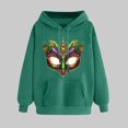 thumbnail image 2 of VBTAPA Mardi Gras Graphic Hoodies for Women Loose Casual Hoody Tops Carnival Themed Print Hooded Sweatshirt with Kangaroo Pocket Army Green L, 2 of 6