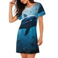 thumbnail image 2 of Disketp Ocean Dolphin Fish School para Camisón Corto de Manga Corta para Mujeres, Camisón Cómodo con Escote Redondo, Bonito y Confortable, 2 of 6