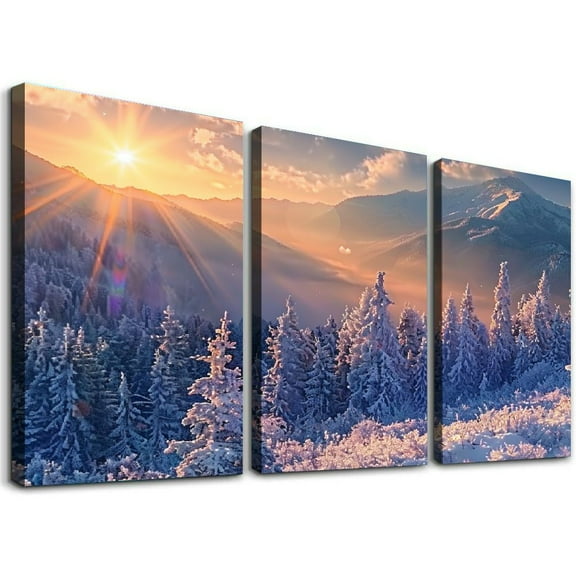 JRXY Season Canvas Wall Art Spring Summer Autumn Winter Landscape Forest Picture Prints Framed Modern Artwork For Bedroom Kitchen Living Room,3 pcs 12x16x3pcs