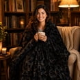 thumbnail image 6 of Black Cat Embroidered Faux Fur Throw Blanket, Cozy Warm Fall Halloween Decorative Comfort Lightweight Blanket for Couch Sofa Bedroom, Ideal Seasonal Gift Home Decorative Accent, 6 of 15