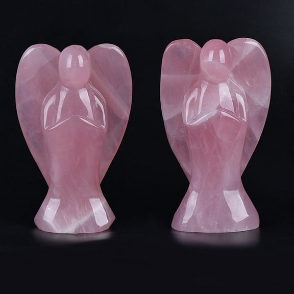 Masteelf  Pink Rose Crystal Angel Ornament Premium Material Decor Quartz Statue Office