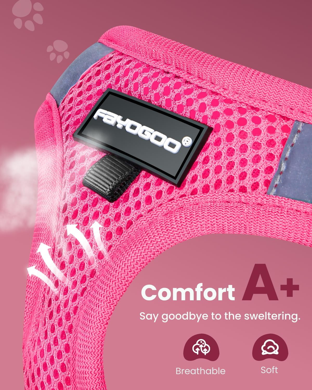 FAYOGOO Escape Proof Cat Harness and Leash Set for Walking, Secure-Fit Step-in Cat Vest Harness, Soft & Lightweight for Kittens and Large Cats