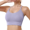 thumbnail image 2 of Sngxgn Women Open Back Strappy Sports Bra Workout Bra(Purple,L), 2 of 9
