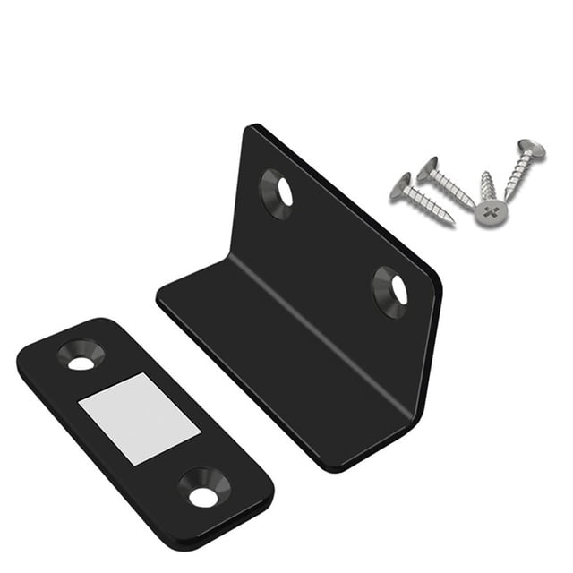 Tope de puerta en forma de L sin perforaciones con ventosa magnética invisible para puerta (negro) Tmvgtek Libre de BPA