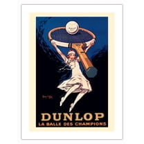 Dunlop - The Tennis Ball of Champions (la Balle des Champions) - Vintage Advertising Poster by Jean d'Ylen c.1929 - Fine Art Matte Paper Print (Unframed) 18x24in
