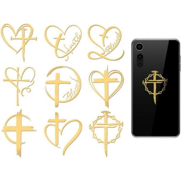 9 pegatinas metálicas de amor de 1,6 x 1,6 pulgadas, doradas, autoadhesivas, con forma de corazón, para decorar.