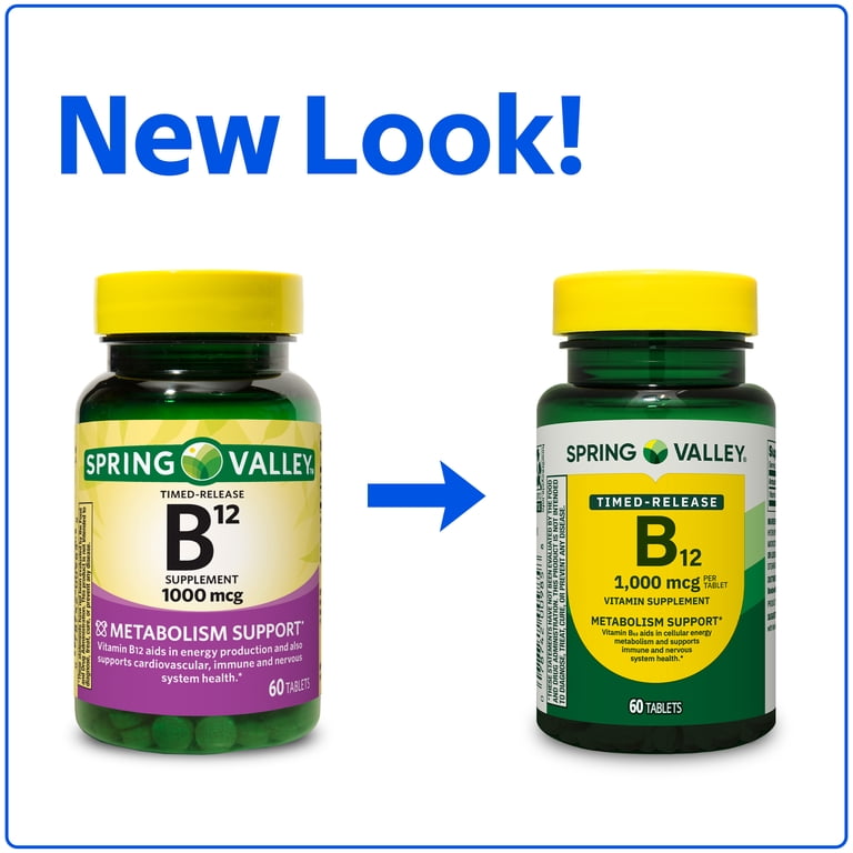 Spring Valley Vitamin B12 Supplement Timed-Release Tablets for