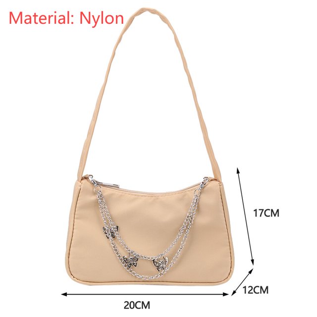 Bolso de hombro con cadena de mariposa Retro para mujer, bolso de hombro de compras de Color sólido, bolsos pequeños casuales de viaje para mujer Fivean unisex