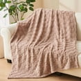 thumbnail image 4 of Super Soft King Blanket Taupe Premium Silky Flannel Fleece 3D Checkered Lightweight Bed Blanket All Season Use (Taupe Checkered, King(90"x110")), 4 of 5