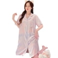 thumbnail image 5 of Camisones románticos franceses para mujer, camisones de satén de seda sintética, falda de dormir estampada, falda de camisa elegante para el hogar, novedad de verano 2024, 5 of 5