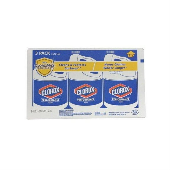 Clorox 764442854668 Liquid Bleach-121-Oz. Bottle-Case of 3, Original Version, 343 Ounce