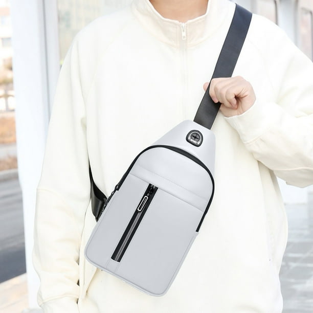 Sling Chest Shoulder Bag for Travel – Adjustable Strap, Earphone Hole, Compact Crossbody Purse, Fits 7.9” Tablet | Men & Women | 11.8x6.7x2.2 in | Lightweight | Multi-Pocket | Red White Green
