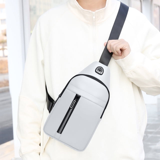 Zenithome Compact Sling Bag for Men & Women, Adjustable Strap Chest Shoulder Pack, Travel Lightweight Daypack with Earphone Port, Fits Tablet & Essentials