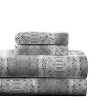 Pointehaven  Soft Cotton 180 GSM Deep Pocket Oversized Brushed Flannel Sheet Set Python Queen Animal Print Cabin & Lodge
