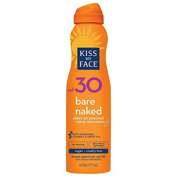 Kiss My Face Bare Naked Sunscreen Spray SPF 30, 6 Fl Oz