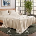 thumbnail image 7 of U by Bedsure 100% Rayon Derived from Bamboo Queen Sheet Set, 4 Piece Cooling 16" Deep Pocket Soft Bed Sheets, Beige, 7 of 7