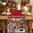 thumbnail image 4 of Burlap Table Runner 72 Inches Long,Xmas Winter Dog Farm Truck Non-Slip Kitchen Table Runners for Dining Room Everyday Use Party Table Decorations Christmas Tree Green Red, 4 of 9